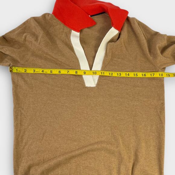Boden Collar Colorblock Sweater in Camel Melange Size 4 - Picture 8 of 8